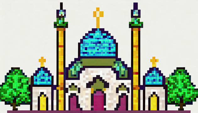 illustration of a mosque pixer art