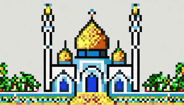 illustration of a mosque pixer art