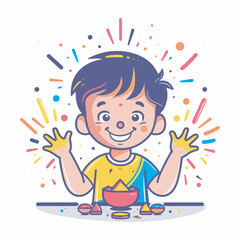 Fototapeta premium Abstract Colorful Painted Hands Of Little Children Happy Holi background, illustration of colorful Happy Holi Background for Festival of Colors celebration greetings