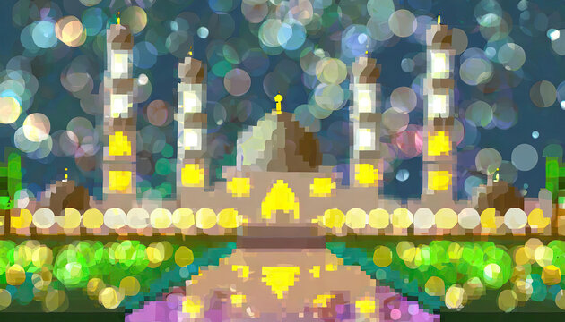 illustration of a mosque pixer art