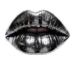 Black lips covered with sequins