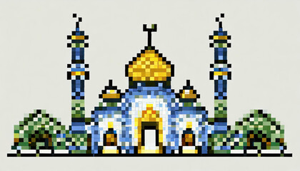 illustration of a mosque pixer art