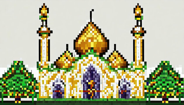 illustration of a mosque pixer art