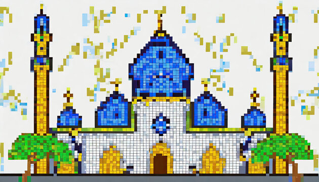 illustration of a mosque pixer art