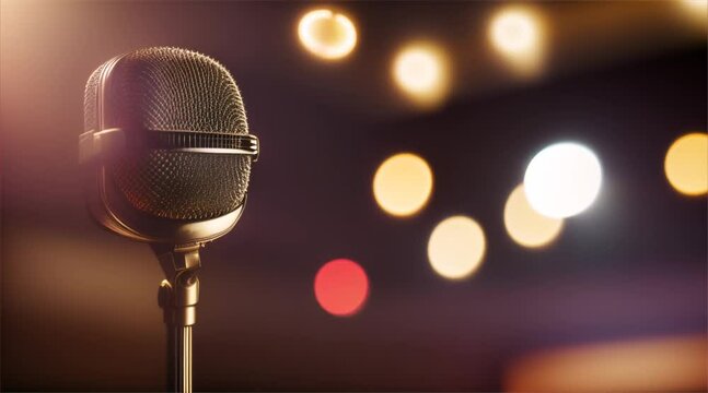 Microphone on Stage with Lights