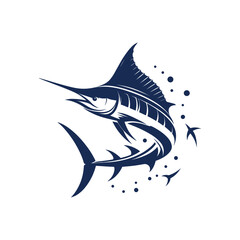 Silhouette of a blue marlin fishing logo icon vector illustration