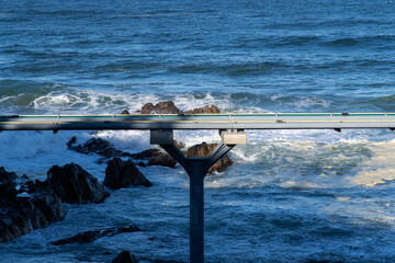 View of the monorail at the beach in winter