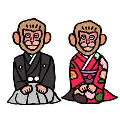 サル年　年賀状　イラスト