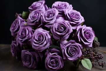 Violet roses. Petal color beauty. Generate Ai