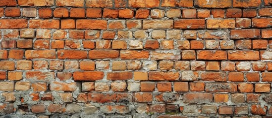 This captivating image showcases the captivating beauty of a brick wall made of orange bricks, offering a glimpse into its timeless charm.