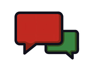 Naklejka premium Red and green speech bubble icon for web communication and conversation