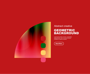 Round triangle and round square composition geometric background