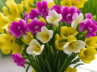 Obraz premium yellow and red tulips
