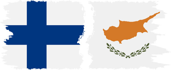 Cyprus and Finland grunge flags connection vector