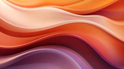 3D solids of wavy curved shapes purple cream orange and brown in studio