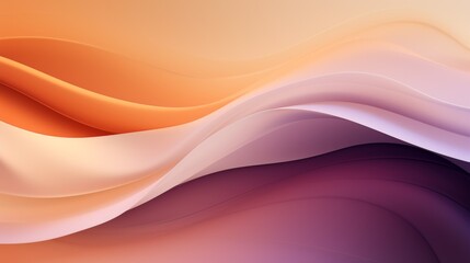 3D solids of wavy curved shapes purple cream orange and brown in studio