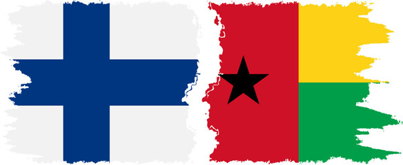 Guinea Bissau and Finland grunge flags connection vector