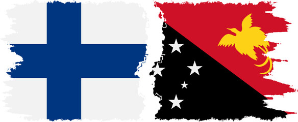 Papua New Guinea and Finland grunge flags connection vector