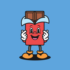 Chocolate Love Sign Retro Cartoon Character Illustration