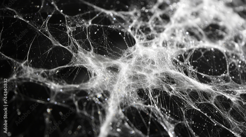 Poster closeup of fine lines in various directions resembling an electrifying web of movement.