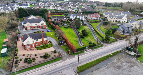 Aerial view of Residential housing in Downpatrick Co Down Northern Ireland