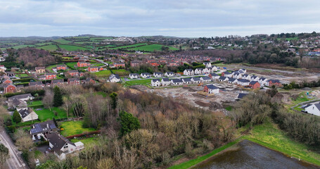 Fototapeta na wymiar Aerial view of Residential housing in Downpatrick Co Down Northern Ireland