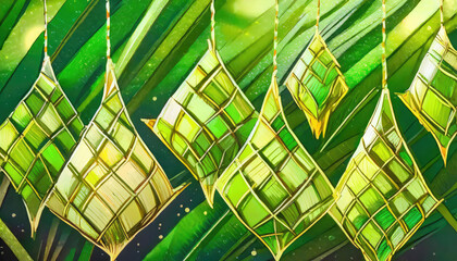 ketupat ramadan ilustrator or ketupat ramadhan ilustration, background ramadan ketupat, ketupat design,