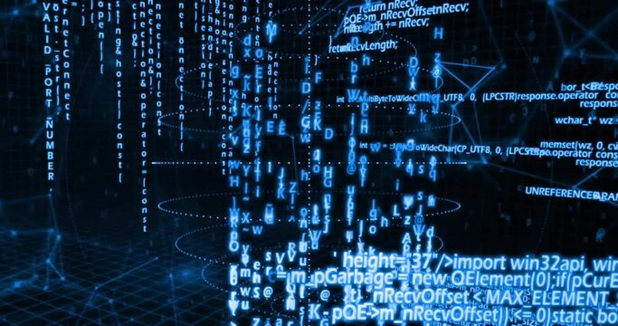 Animation of network of connections and data processing