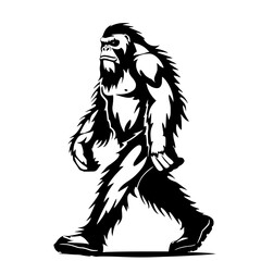 Fototapeta premium Silhouette of Bigfoot Walking Vector Illustration 