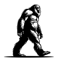 Fototapeta premium Silhouette of Bigfoot Walking Vector Illustration 