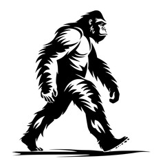 Fototapeta premium Silhouette of Bigfoot Walking Vector Illustration 