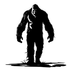 Fototapeta na wymiar Silhouette of Bigfoot Walking Vector Illustration 