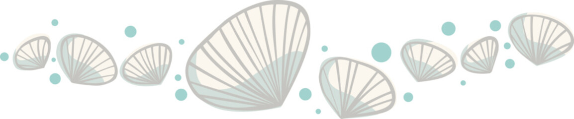 Abstract seashell doodle with bubble water border illustration for decoration on seafood and summer holiday.