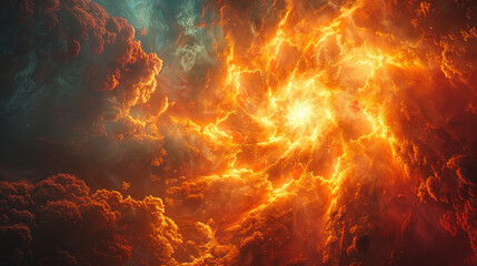 Fototapeta premium Large Orange and Yellow Cloud in the Sky