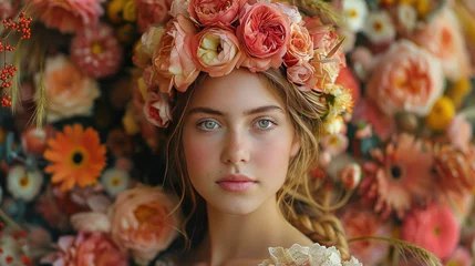 Cercles muraux Style bohème Woman Wearing Flower Crown