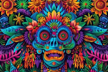 An intricate and colorful Mexican folk art piece illustrates the vibrant cultural heritage honored on Cinco de Mayo.