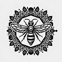 silhouettes logo design  Bee and Honeycomb illustration