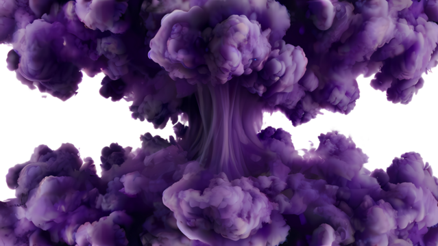 purple explosion isolated on transparent background - powder paint effect design element PNG cutout - Powered by Adobe