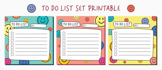 Cute to do list printable set vector illustration