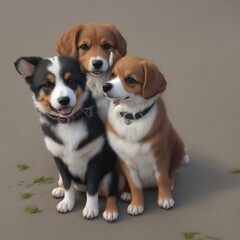 trio di cani carini e adorabili