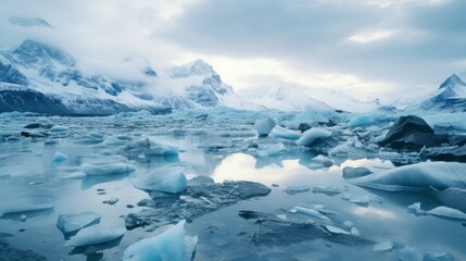 Fototapeta na wymiar Majestic frozen glacier with blue icy