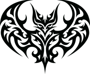 modern tribal tattoo of bat, abstract line art, minimalist contour
