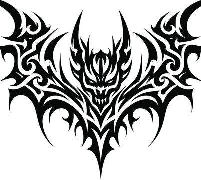modern tribal tattoo of bat, abstract line art, minimalist contour