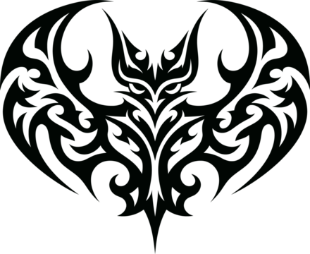 modern tribal tattoo of bat, abstract line art, minimalist contour