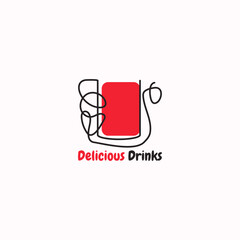 Artistic simple drink glass logo. Suitable for restaurants, cafes and the beverage industry.