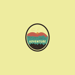 Vintage mountain nature logo with an abstract feel. Suitable for adventure, travel and environmental purposes.