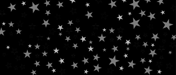 Vector black background with white stars, falling confetti background, sparkles on white trendy background.