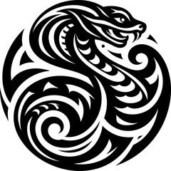 modern tribal tattoo cobra snake, abstract line art, minimalist contour. Vector