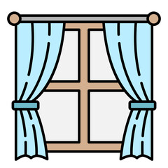 Illustration of Curtain Window design Filled Icon