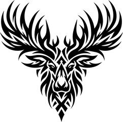 modern tribal tattoo moose, abstract line art, minimalist contour. Vector